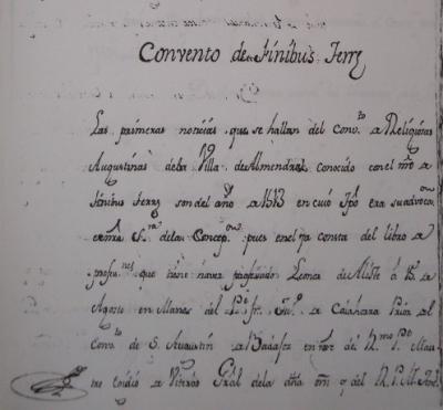 LOS CONVENTOS DE ALMENDRAL (BADAJOZ) EN LOS MANUSCRITOS DE ASCENSIO DE MORALES (S. XVIII)