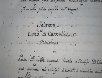 EL CONVENTO DE CARMELITAS DE TALAVERA LA REAL EN LOS MANUSCRITOS DE ASCENSIO DE MORALES (S. XVIII)